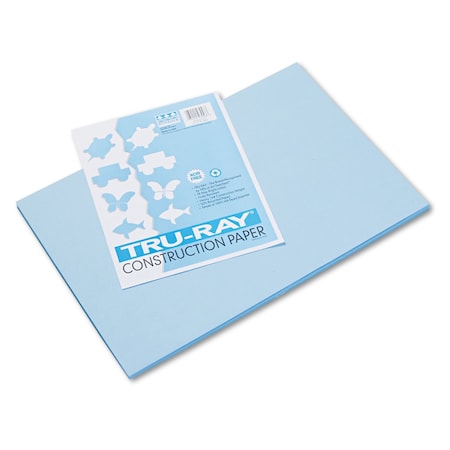 Pacon Tru-Ray Construction Paper, 76lb, 12 x 18, Sky Blue, PK50 103048